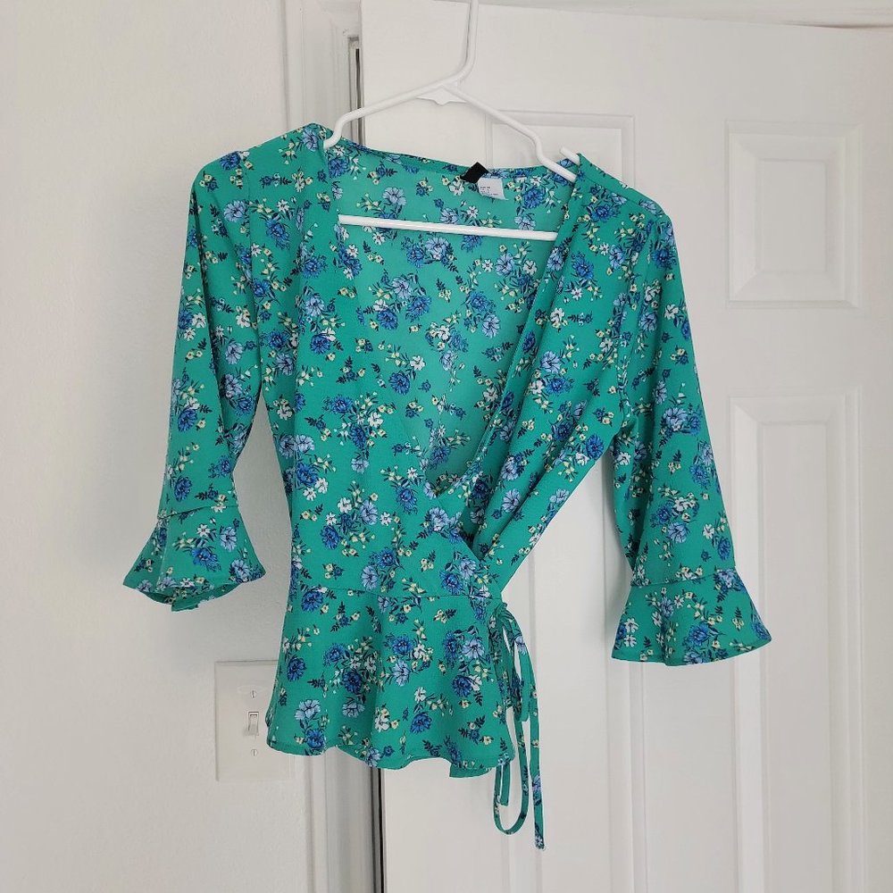 H&M Peplum Tie Wrap Blouse
